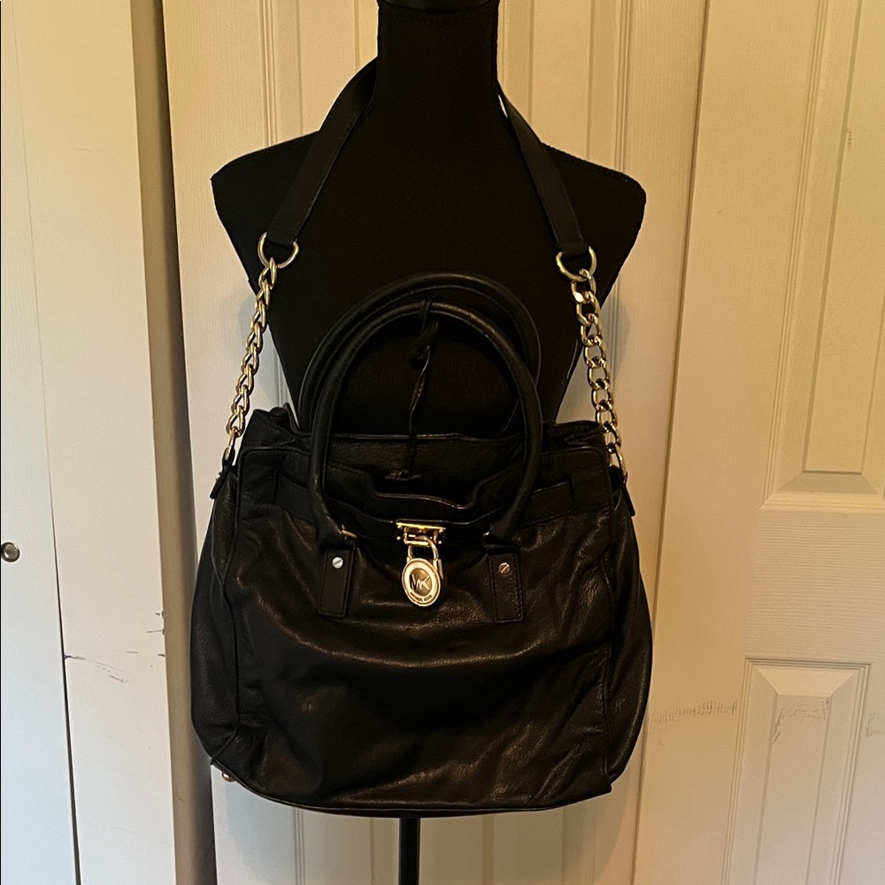 Michael Kors Black Leather Chain Shoulder Bag